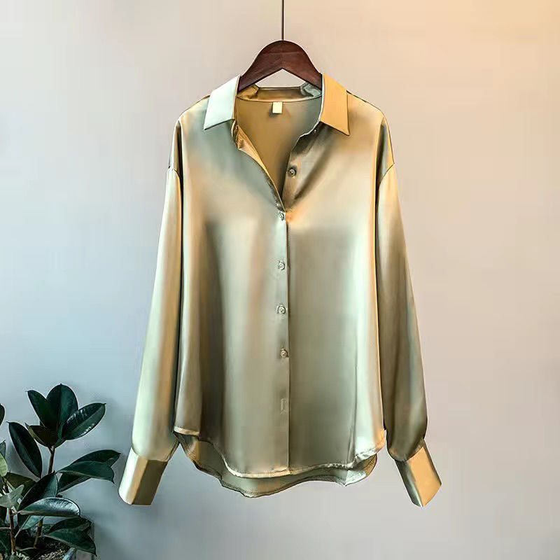 Valera | Women's Long Sleeve Satin Button Blouse