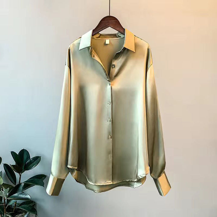 Valera | Women's Long Sleeve Satin Button Blouse