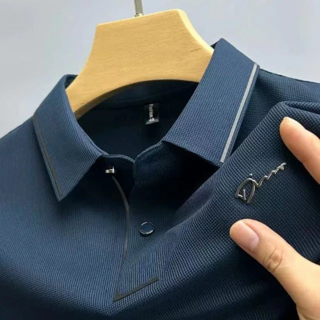 Santino | Men's Knit Texture Collar Polo Shirt