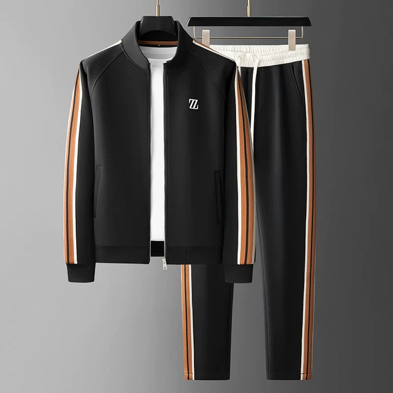 Damon | Men's Striped Zip Athletic Tracksuit Set