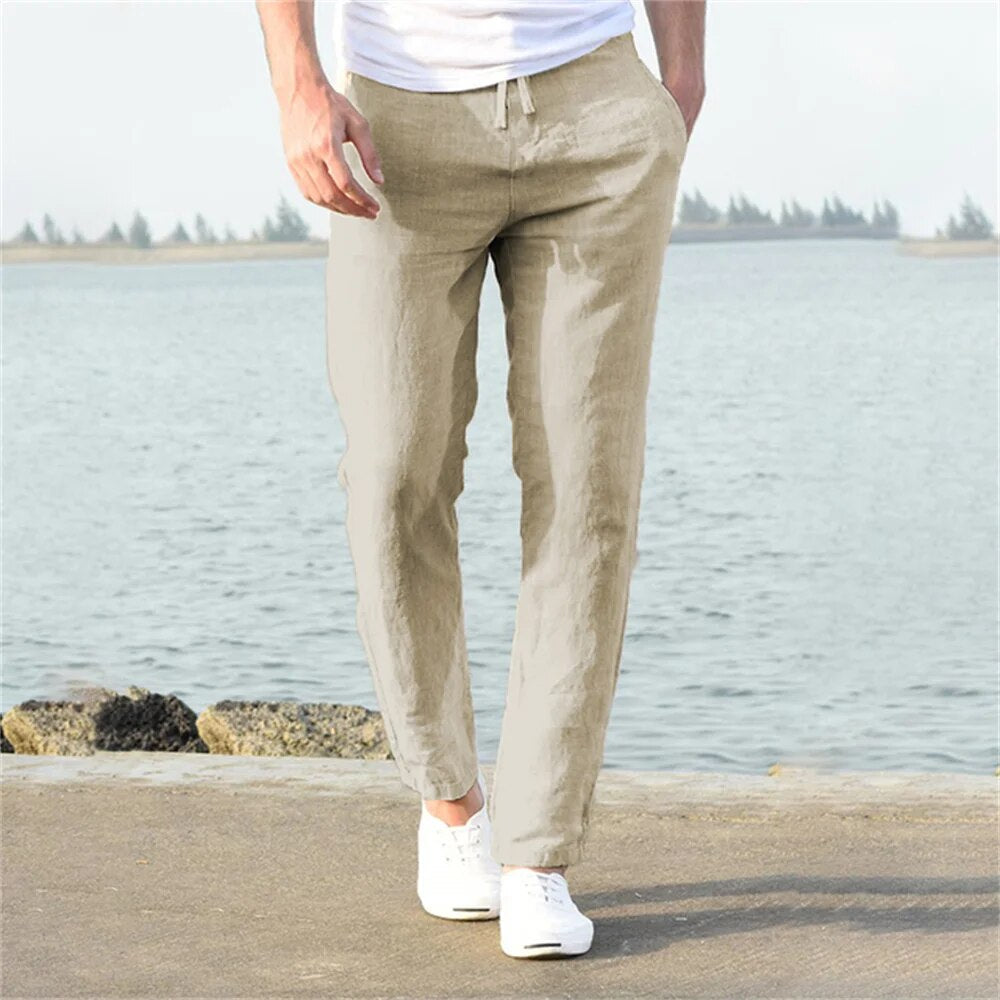 Rowan | Men's Linen Drawstring Pants With Pockets