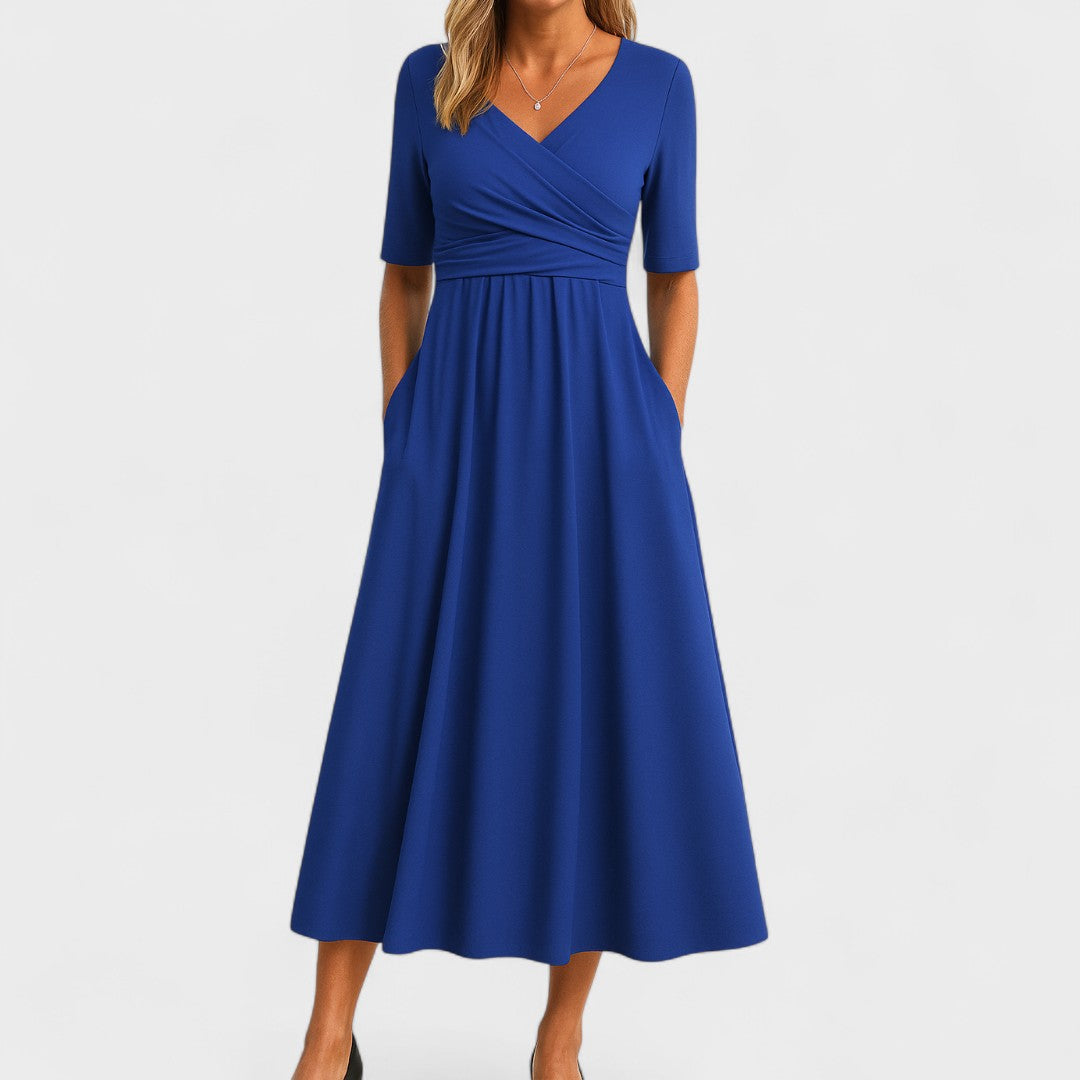 Lydia | Women's V-Neck Wrap Waist Midi Dress