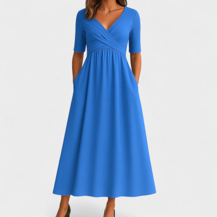 Lydia | Women's V-Neck Wrap Waist Midi Dress