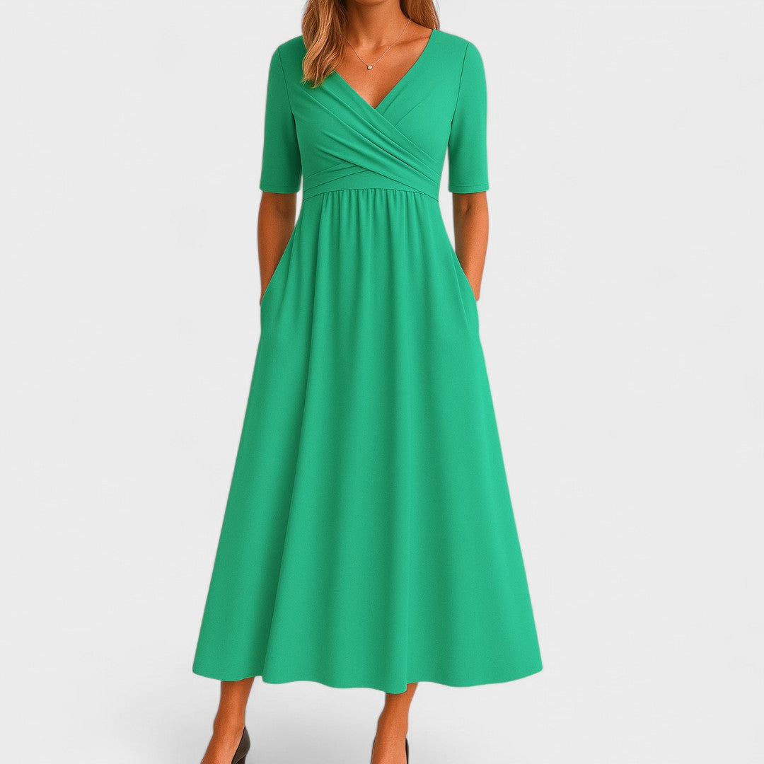 Lydia | Women's V-Neck Wrap Waist Midi Dress