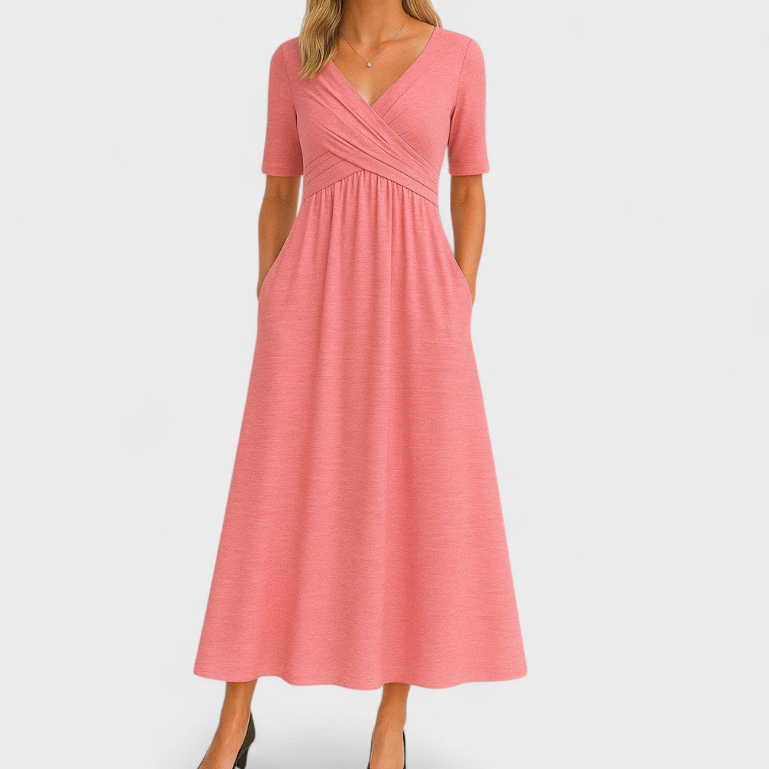 Lydia | Women's V-Neck Wrap Waist Midi Dress