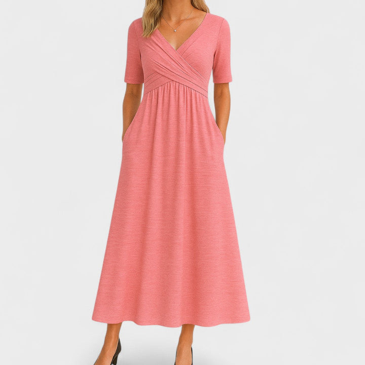 Lydia | Women's V-Neck Wrap Waist Midi Dress