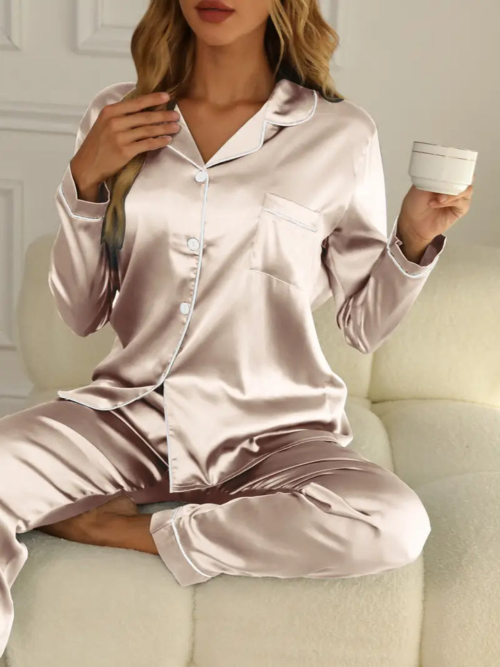 Scarlett | Women's Satin Button-Up Pajama Set