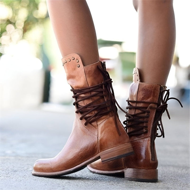 Freya | Women's Lace-Up Studded Ankle Boots