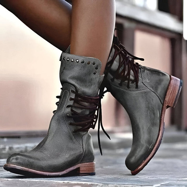 Freya | Women's Lace-Up Studded Ankle Boots