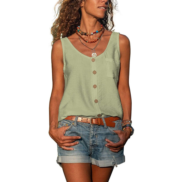 Iris | Women's Sleeveless Button-Front Casual Top