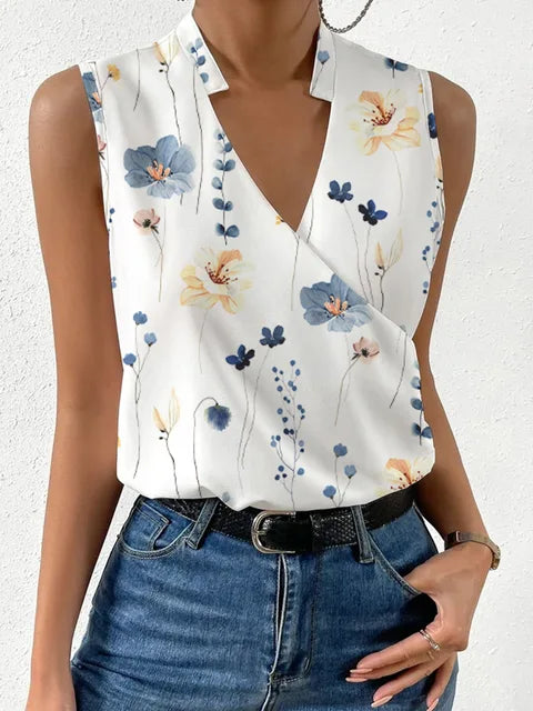 Elara | Women's V-Neck Sleeveless Wrap Summer Top