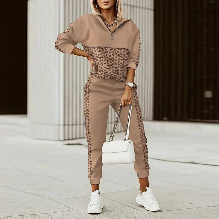 Zara | Women's Trendy Printed Two-Piece Tracksuit Set