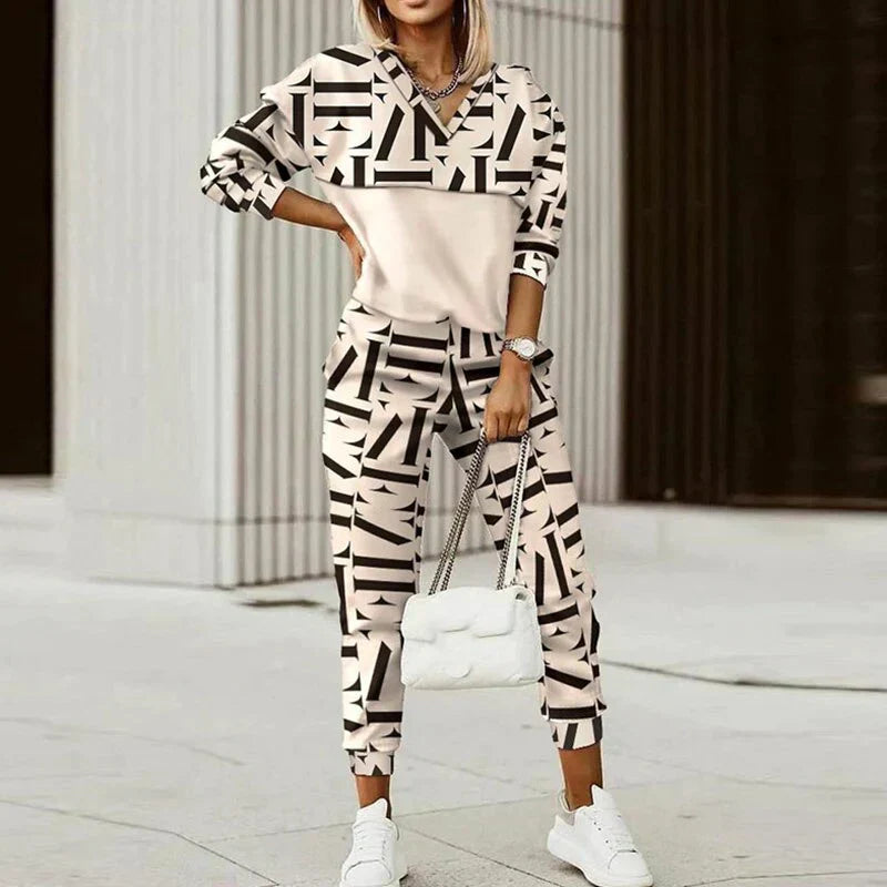 Zara | Women's Trendy Printed Two-Piece Tracksuit Set