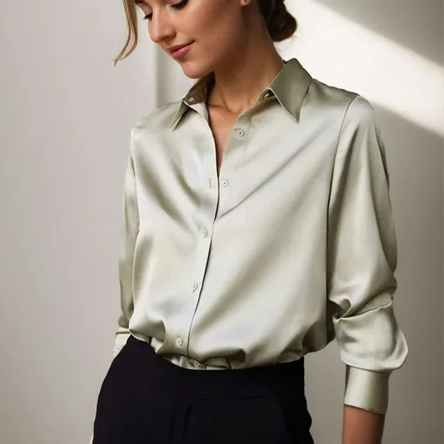 Camille | Women's Satin Button-Up Blouse