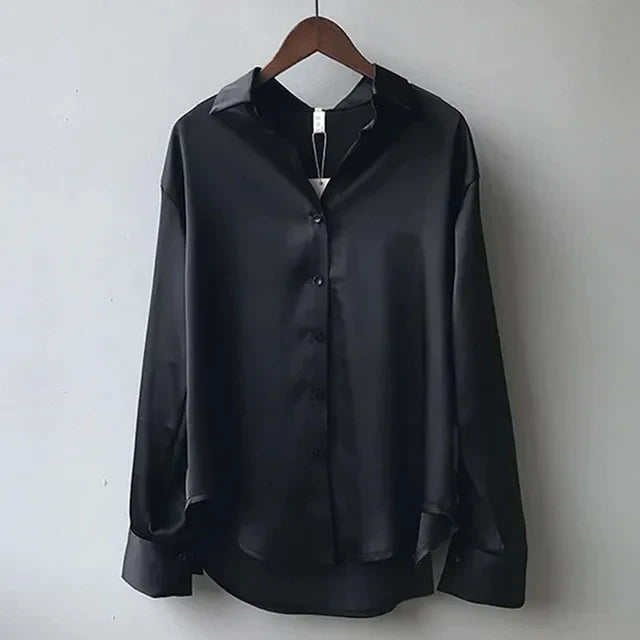 Camille | Women's Satin Button-Up Blouse