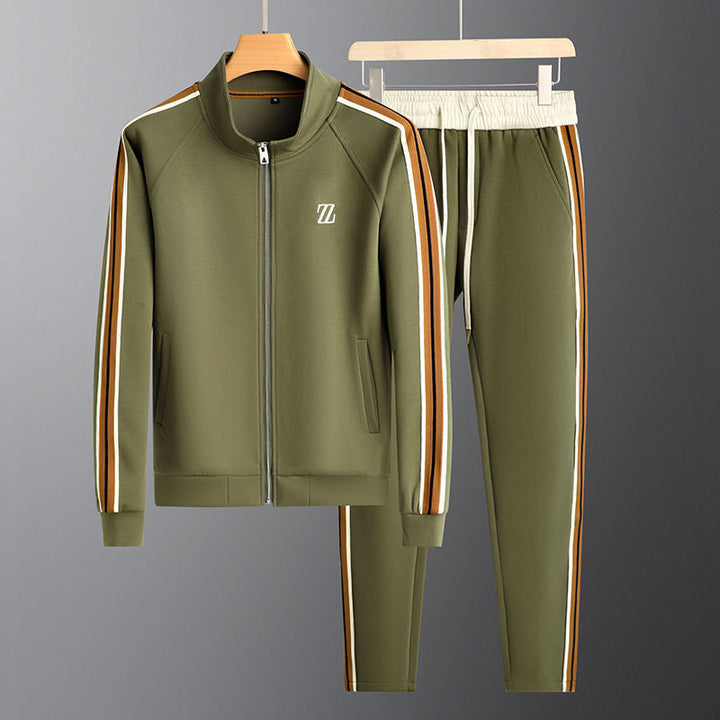 Damon | Men's Striped Zip Athletic Tracksuit Set