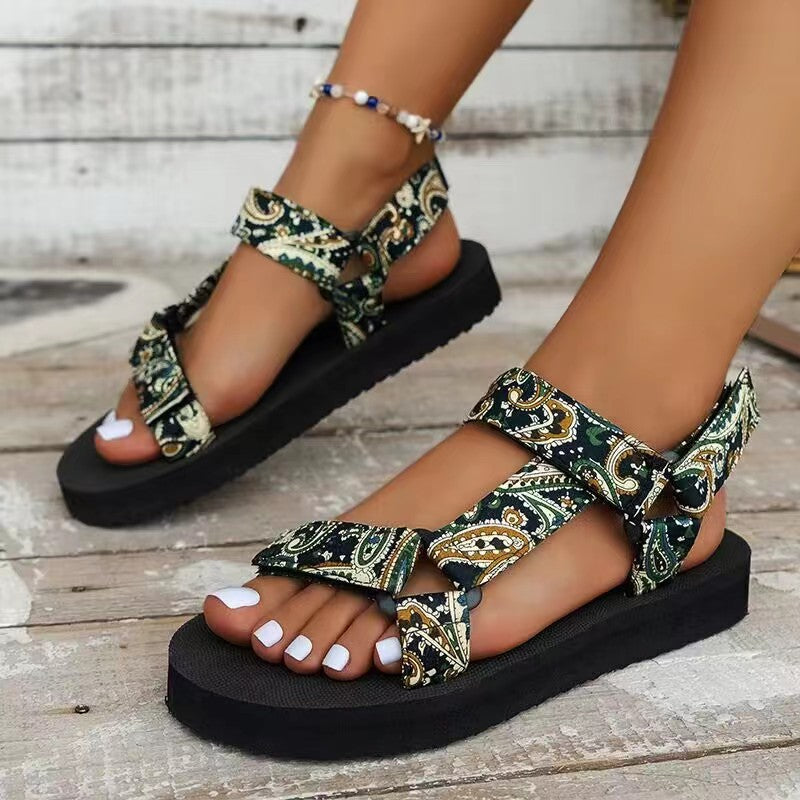 Aveline | Women's Printed Boho Strap Open Toe Sandals