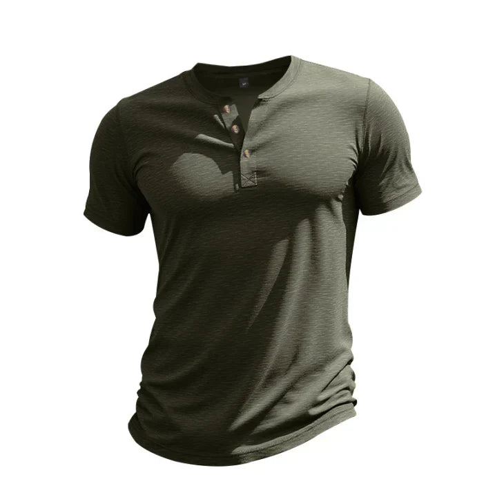 Caspian | Men's Short Sleeve Henley Neck Casual T-Shirt