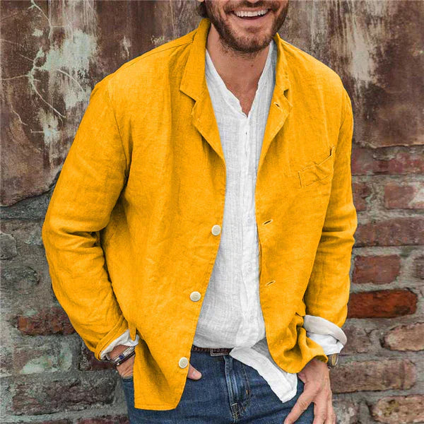 Alessio | Men's Linen Button Front Casual Tailored Blazer