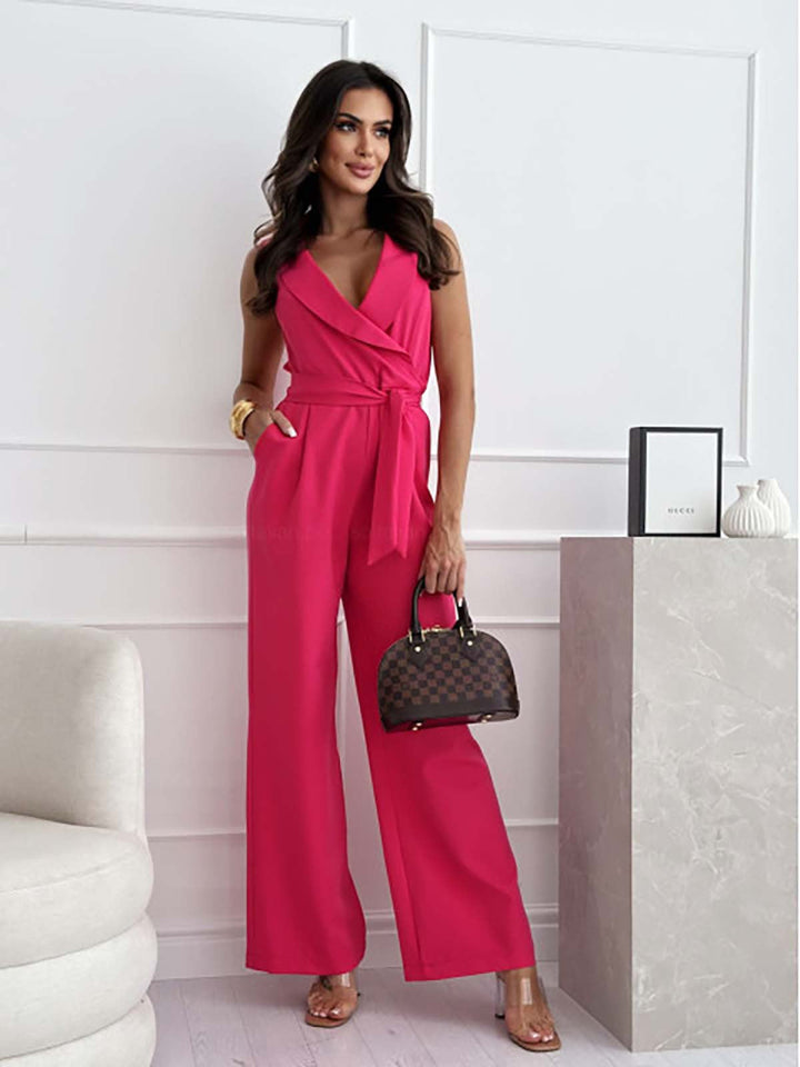 Selene | Women's Sleeveless Wrap Wide Leg Jumpsuit