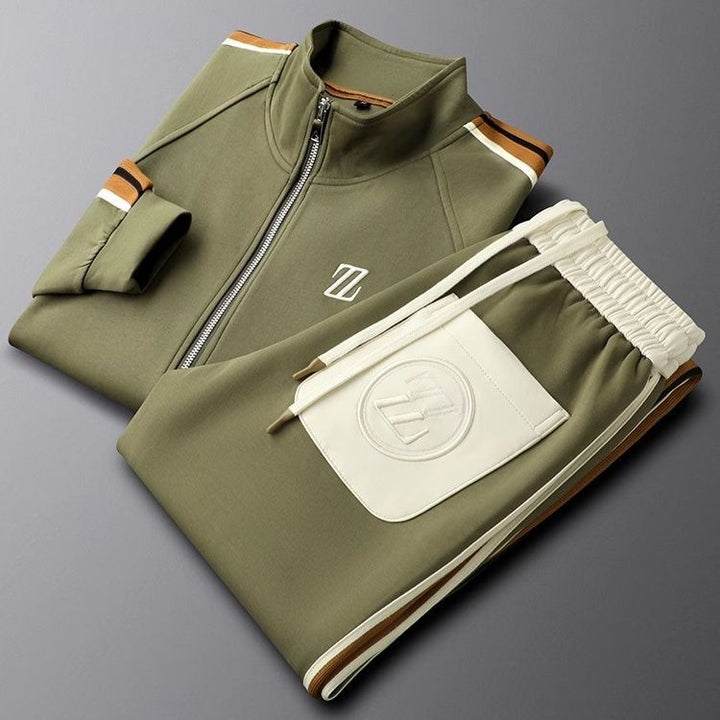 Damon | Men's Striped Zip Athletic Tracksuit Set