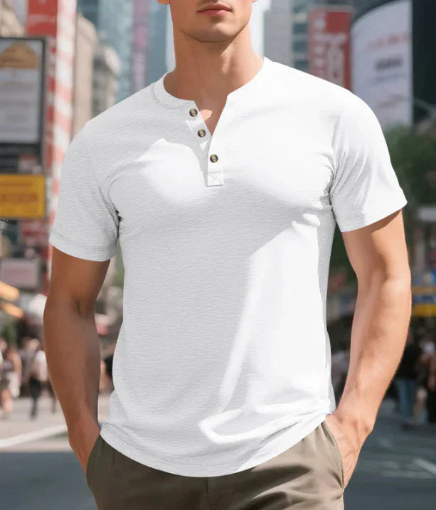 Caspian | Men's Short Sleeve Henley Neck Casual T-Shirt