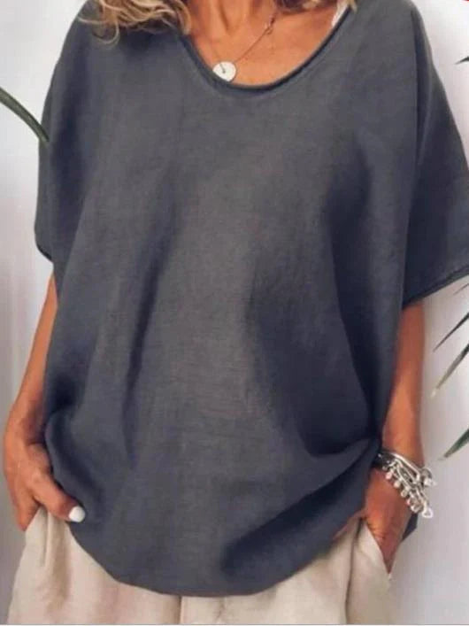 Lunara | Women's Oversized Linen V-Neck Top