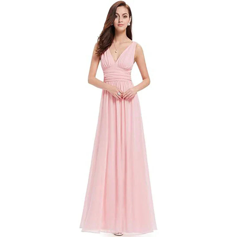 Aveline | Women's Chiffon Sleeveless V-Neck Maxi Dress