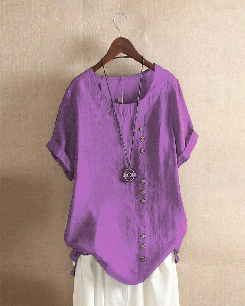 Elara | Women's Linen Tunic Style Relaxed Blouse