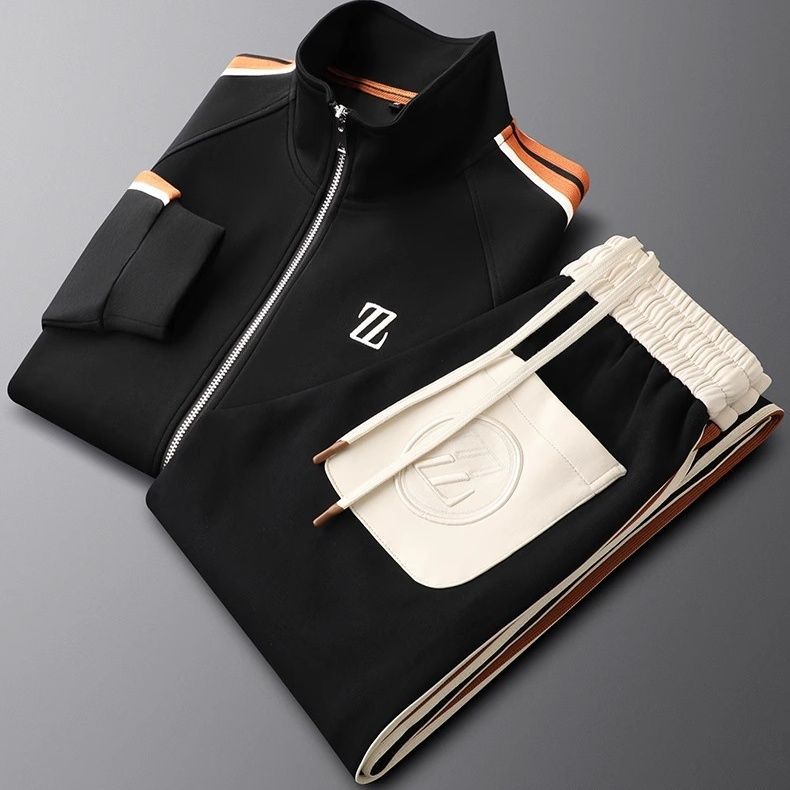 Damon | Men's Striped Zip Athletic Tracksuit Set