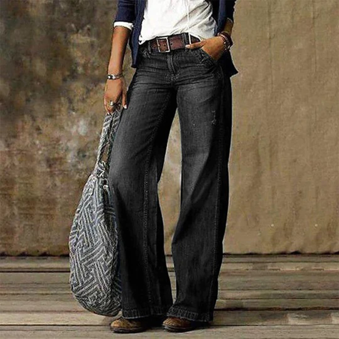 Clara | Women's Vintage Wash Wide-Leg Denim Pants