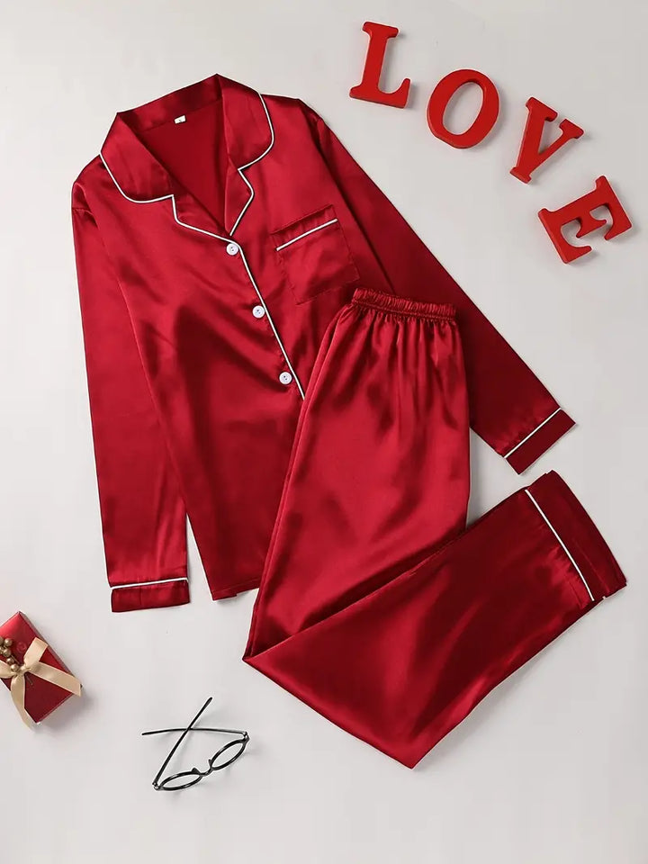 Scarlett | Women's Satin Button-Up Pajama Set