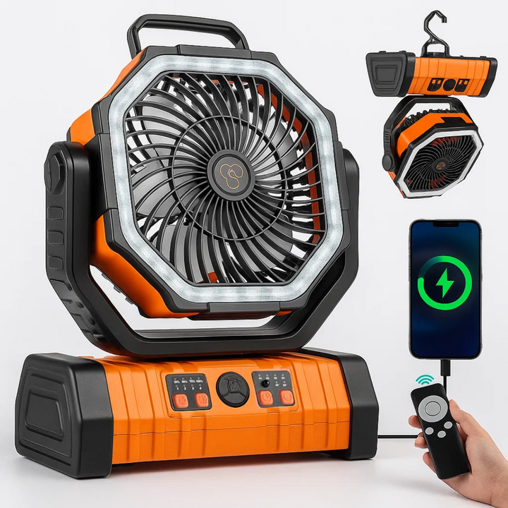 Camping Fan with Light Rechargeable 3 in 1 Compact Outdoor