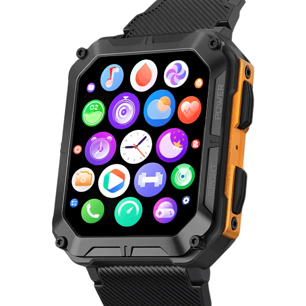 Rugged Smartwatch IP68 Weather-Resistant Heart Rate Fitness Tracker