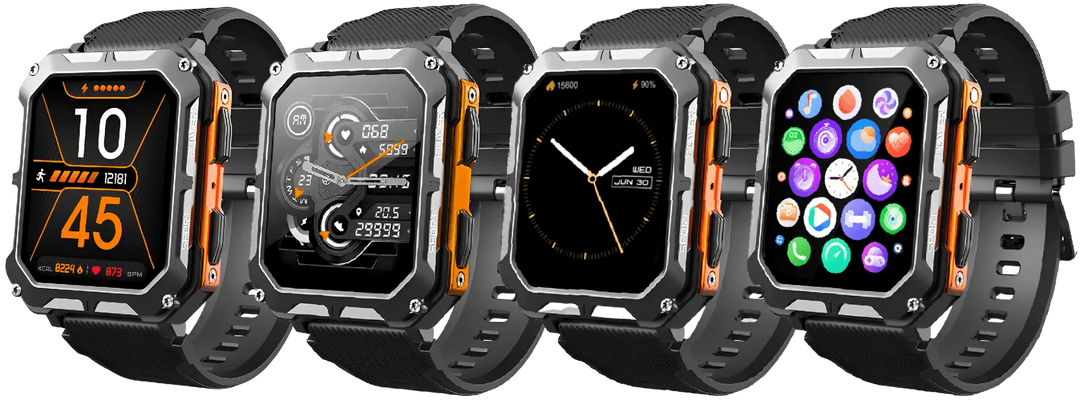 Rugged Smartwatch IP68 Weather-Resistant Heart Rate Fitness Tracker