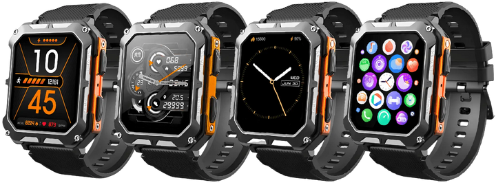 Rugged Smartwatch IP68 Weather-Resistant Heart Rate Fitness Tracker