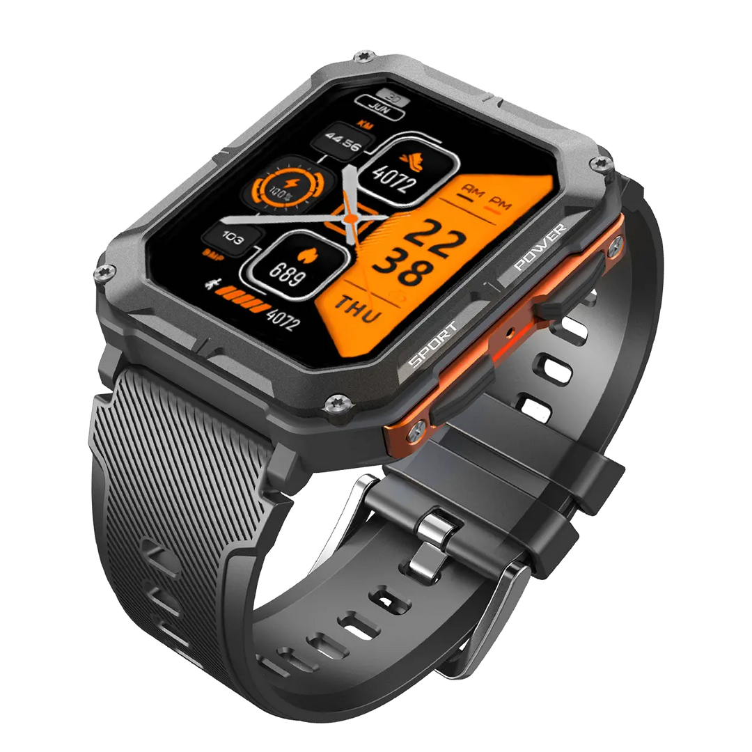 Rugged Smartwatch IP68 Weather-Resistant Heart Rate Fitness Tracker