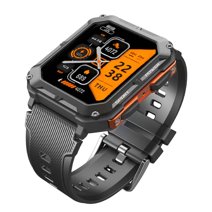 Rugged Smartwatch IP68 Weather-Resistant Heart Rate Fitness Tracker