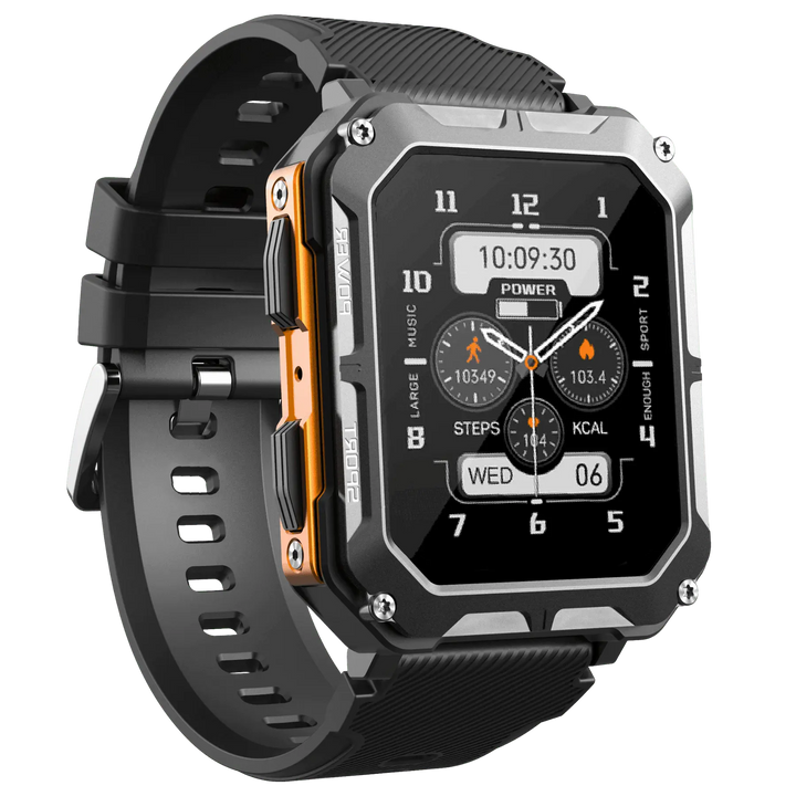 Rugged Smartwatch IP68 Weather-Resistant Heart Rate Fitness Tracker