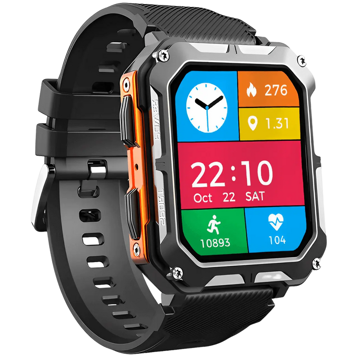 Rugged Smartwatch IP68 Weather-Resistant Heart Rate Fitness Tracker