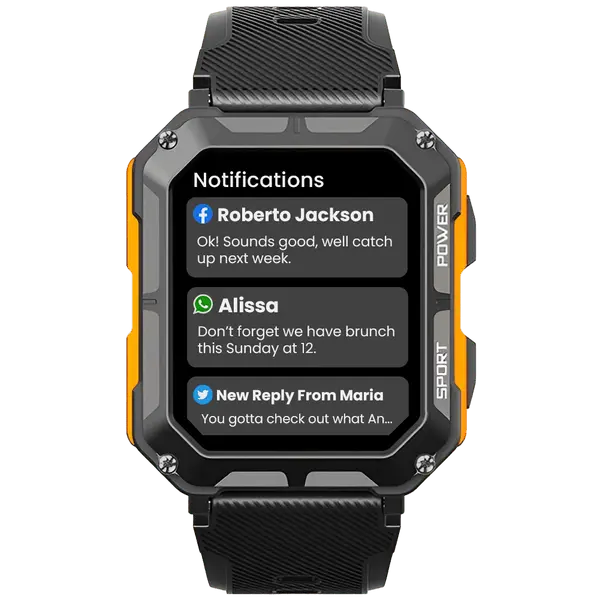Rugged Smartwatch IP68 Weather-Resistant Heart Rate Fitness Tracker