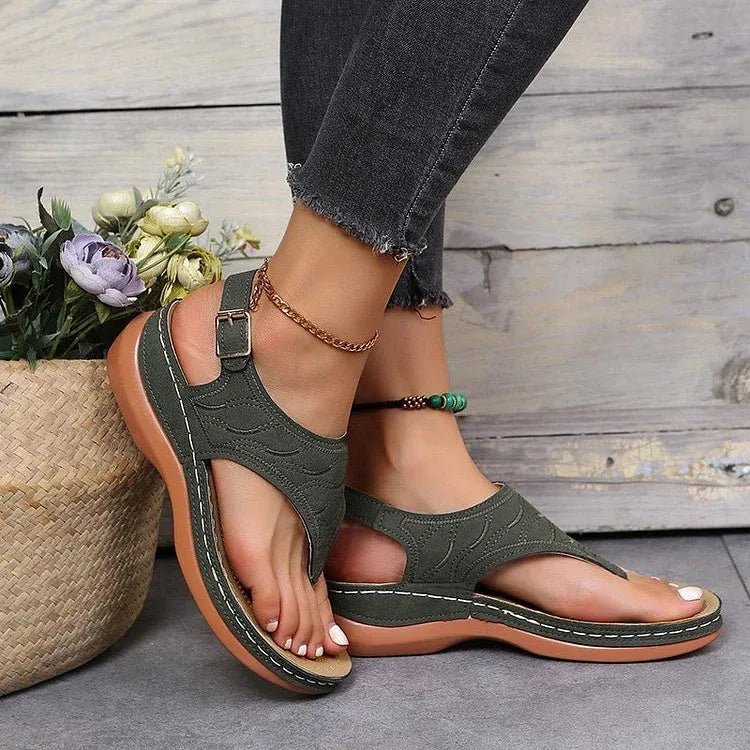Elina | Women's Open Toe Slingback Flat Strap Sandals