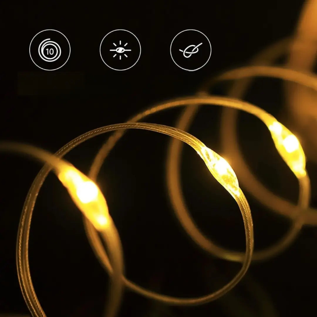 Retractable LED Camping Lights USB Rechargeable Weather-Resistant String Lamp