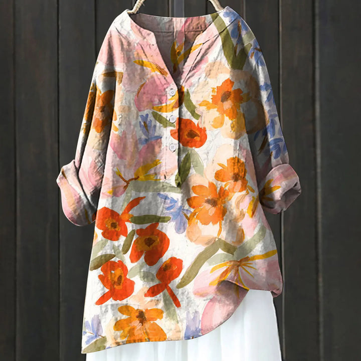 Maya | Women's Floral Button Front Long Sleeve Blouse