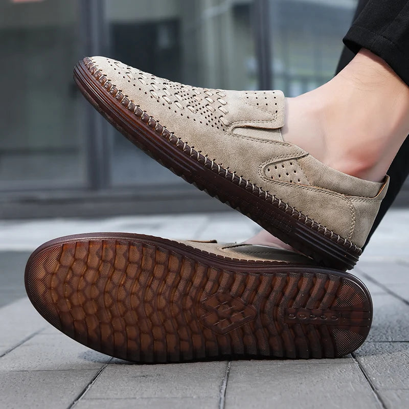 Travis | Men's Perforated Woven Slip-On Loafers