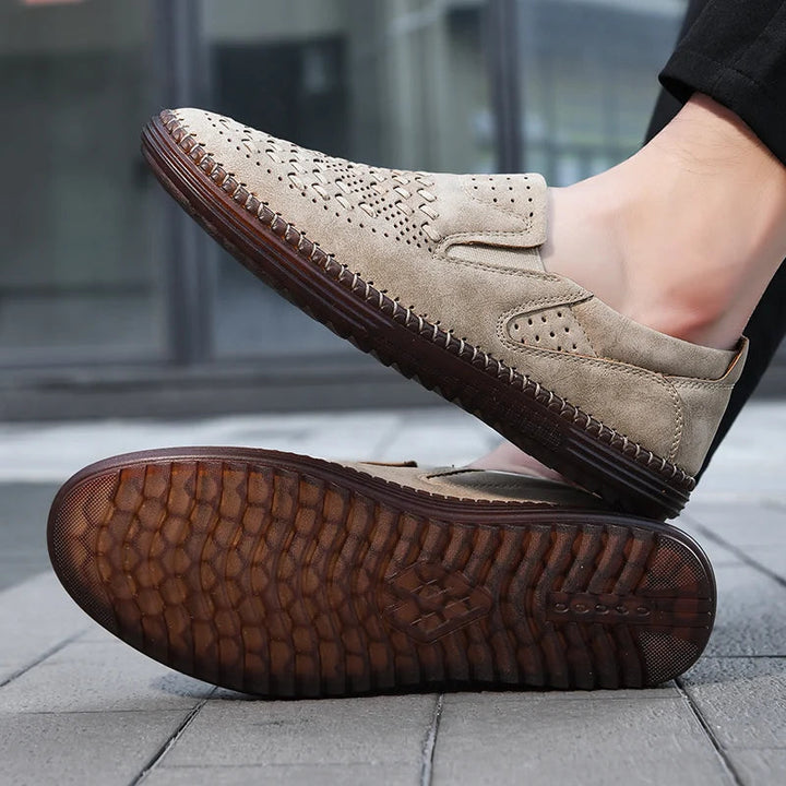 Travis | Men's Perforated Woven Slip-On Loafers