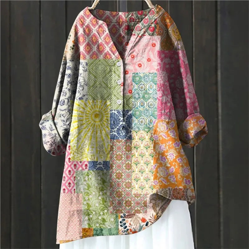Maya | Women's Floral Button Front Long Sleeve Blouse