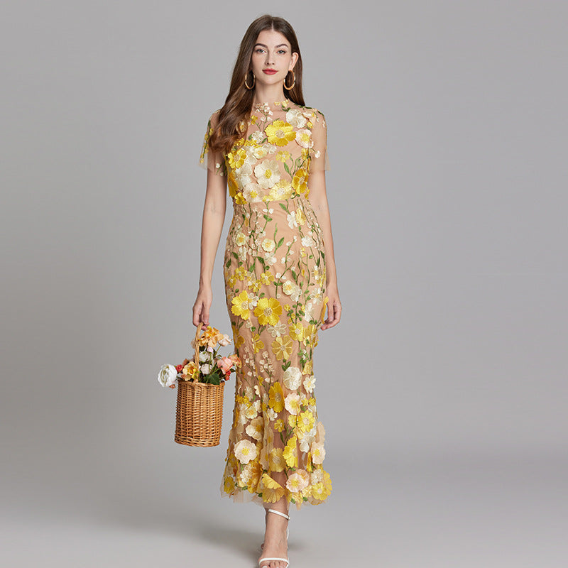 Isabella | Women's Appliqué Floral Mermaid Evening Dress