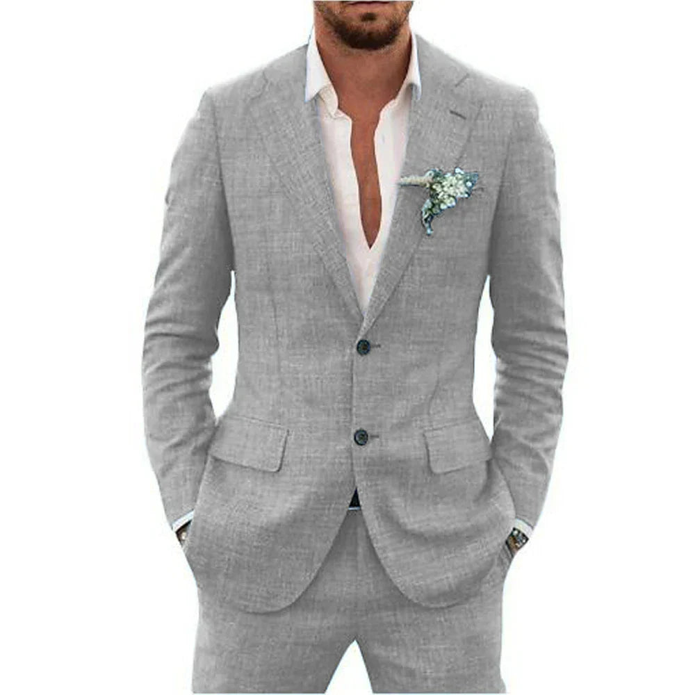 Adrian | Men's Tailored Linen Two Piece Suit Set