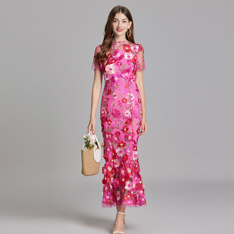Isabella | Women's Appliqué Floral Mermaid Evening Dress